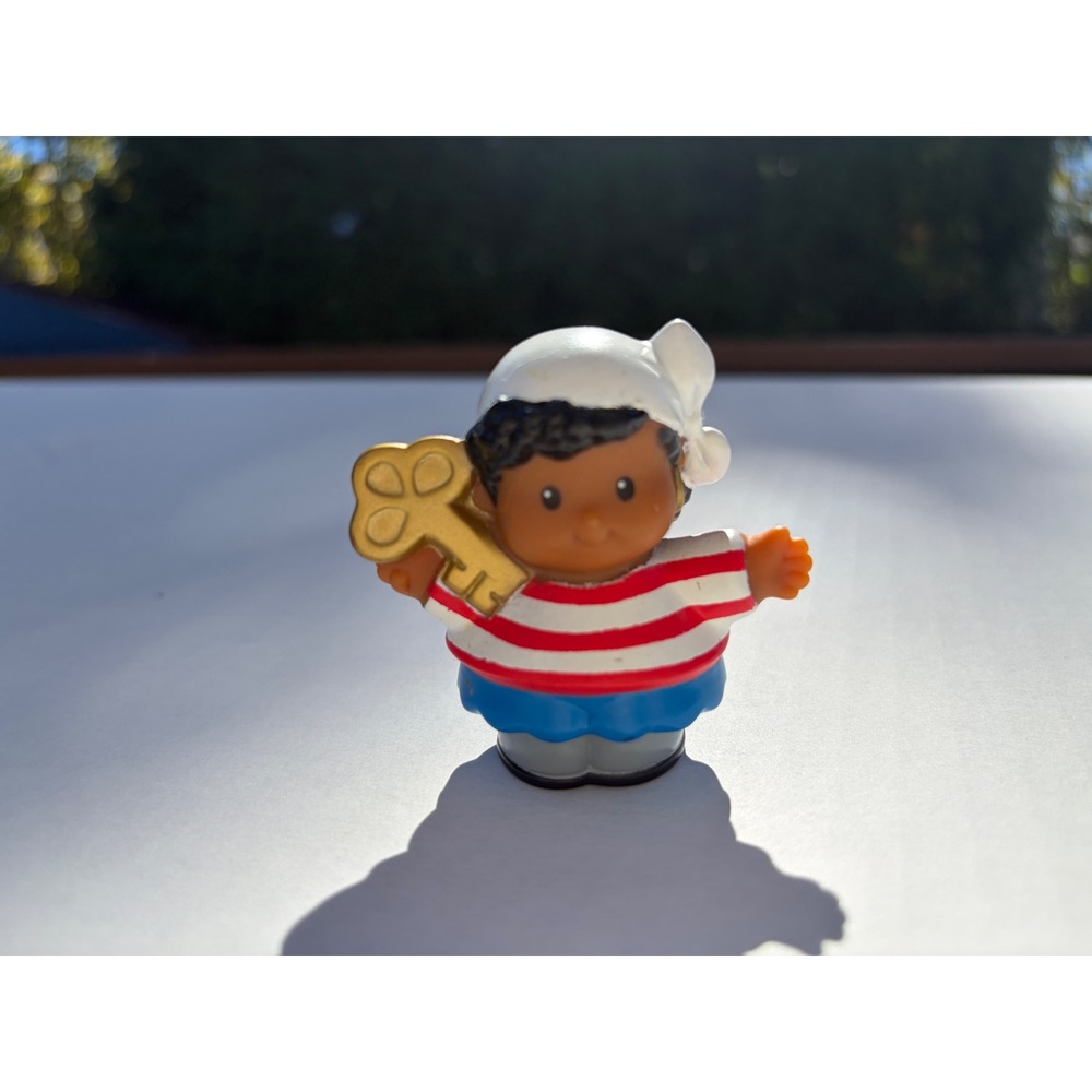 Fisher Price Little People Girl Pirate Figure Red White Striped Shirt Gold Key